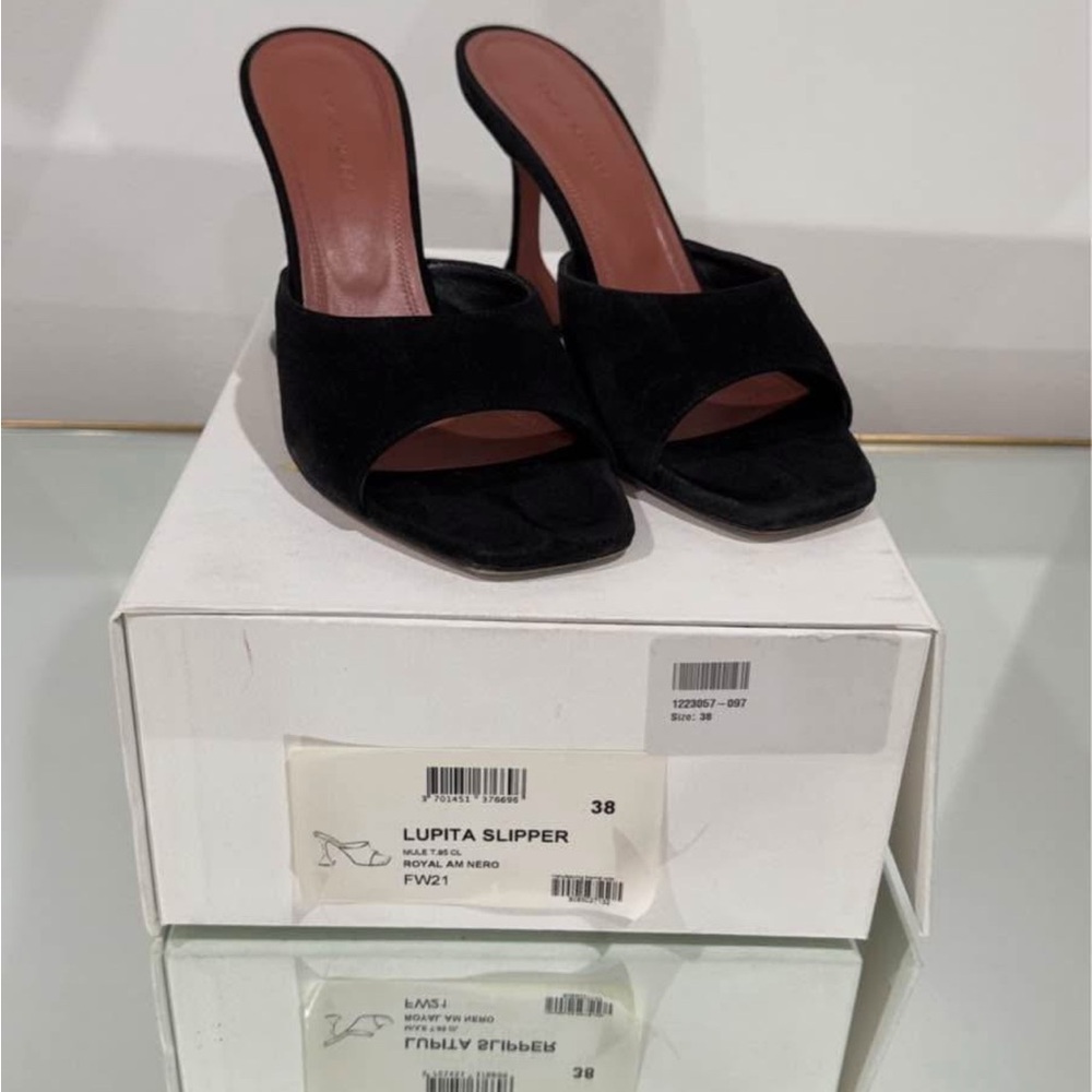 Amina Muaddi Black Mules Elegant Slip-On